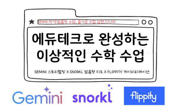 [컨설팅]38.에듀테크로 완성하는 이상적인 수학 수업: Gemini 스토리텔링 X Snorkl 맞춤형 지도 X Flippity 게이미피케이션